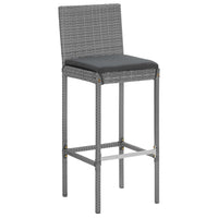 Set Bar da Giardino 5 pz con Cuscini in Polyrattan Grigio