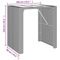 Set Bar da Giardino 5 pz con Cuscini in Polyrattan Grigio