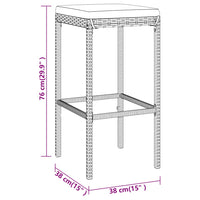 Set Bar da Giardino 3 pz con Cuscini in Polyrattan Nero 3187631