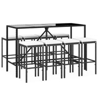 Set Bar da Giardino 9 pz con Cuscini in Polyrattan Nero 3187637