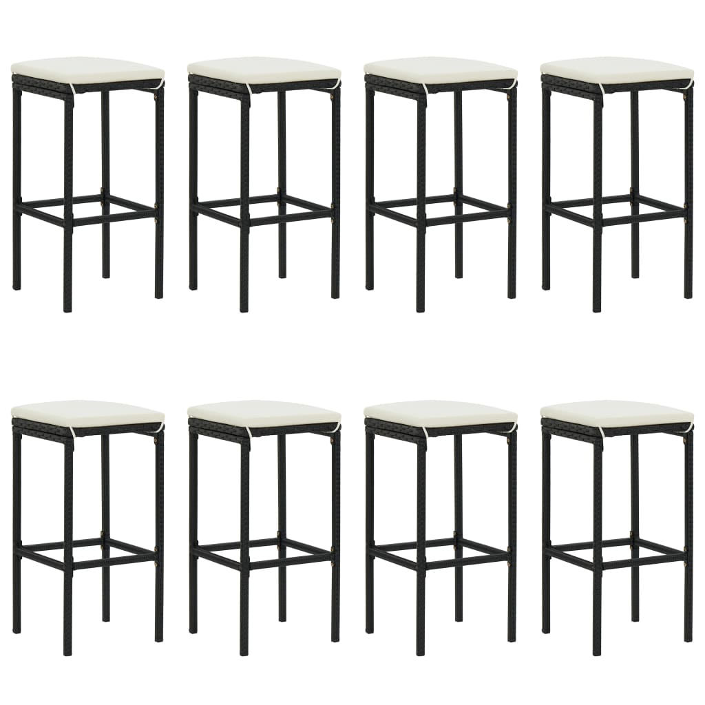 Set Bar da Giardino 9 pz con Cuscini in Polyrattan Nero 3187637