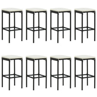 Set Bar da Giardino 9 pz con Cuscini in Polyrattan Nero 3187637