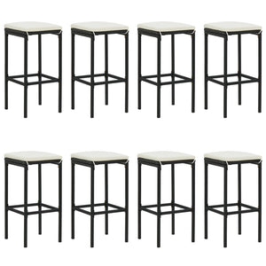 Set Bar da Giardino 9 pz con Cuscini in Polyrattan Nero 3187637