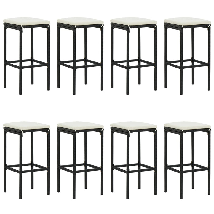 Set Bar da Giardino 9 pz con Cuscini in Polyrattan Nero 3187637