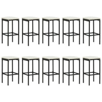 Set Bar da Giardino 11 pz con Cuscini in Polyrattan Nero 3187639