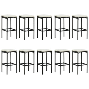 Set Bar da Giardino 11 pz con Cuscini in Polyrattan Nero 3187639