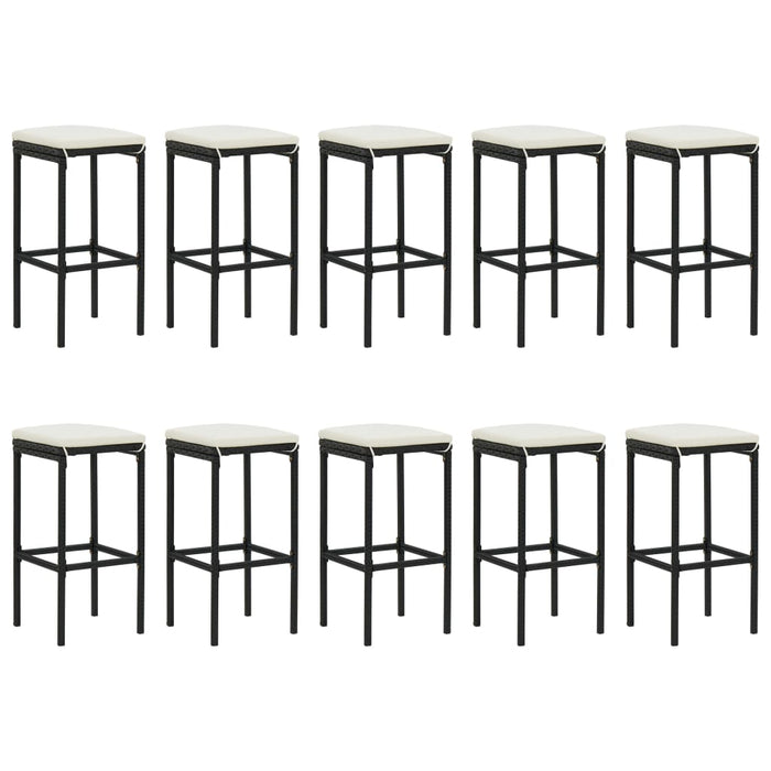 Set Bar da Giardino 11 pz con Cuscini in Polyrattan Nero 3187639