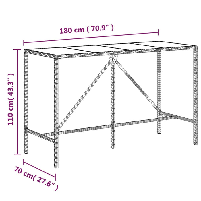 Set Bar da Giardino 11 pz con Cuscini in Polyrattan Grigio 3187640