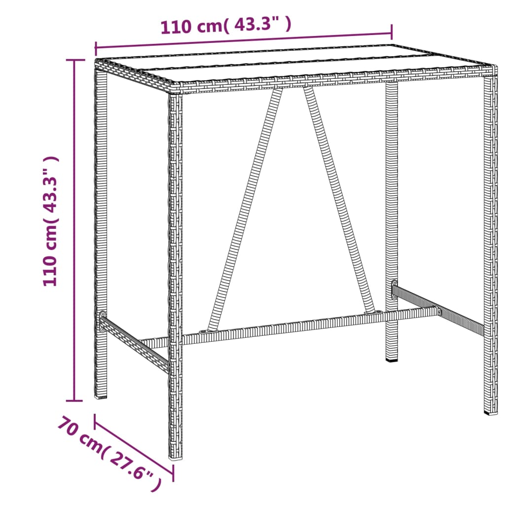 Set Bar da Giardino 5 pz con Cuscini in Polyrattan Nero 3187643