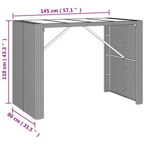 Set Bar Giardino 7 pz Nero Polyrattan e Legno Massello Acacia 3187702