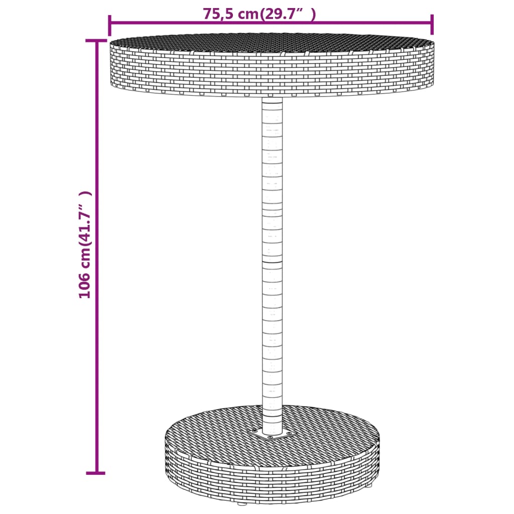 Set Bar Giardino 5 pz Nero Polyrattan e Legno Massello Acacia 3187716