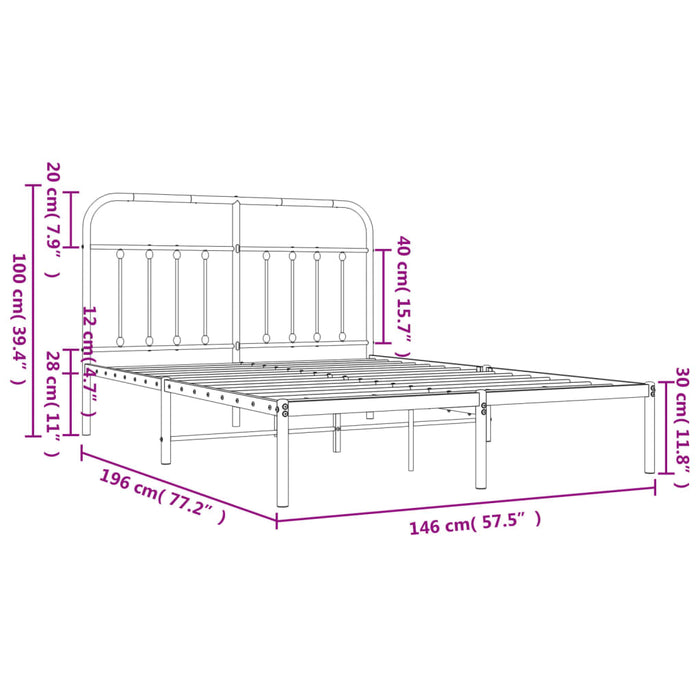 Giroletto con Testiera in Metallo Nero 140x190 cm 352578