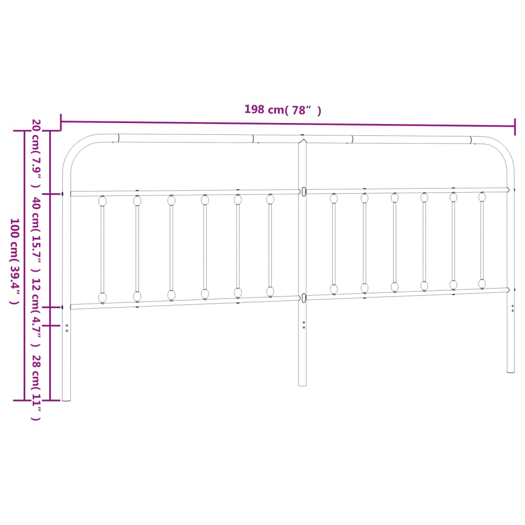 Testiera in Metallo Nero 193 cm 352615