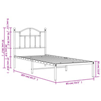 Giroletto con Testiera in Metallo Nero 80x200 cm 353430