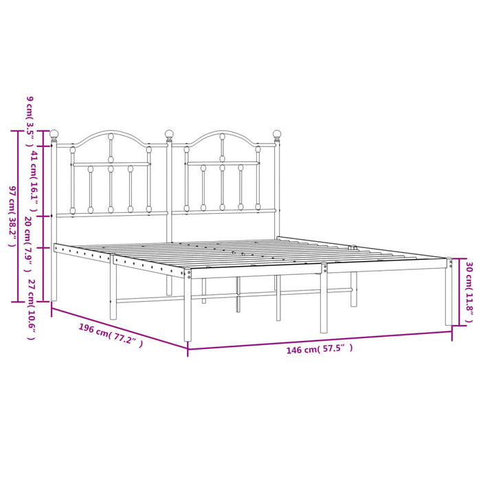 Giroletto con Testiera in Metallo Nero 140x190 cm 353439