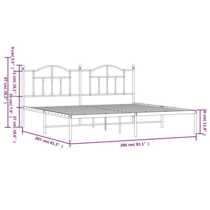 Giroletto con Testiera in Metallo Nero 200x200 cm 353446