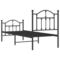 Giroletto con Testiera e Pediera Metallo Nero 75x190 cm 353447