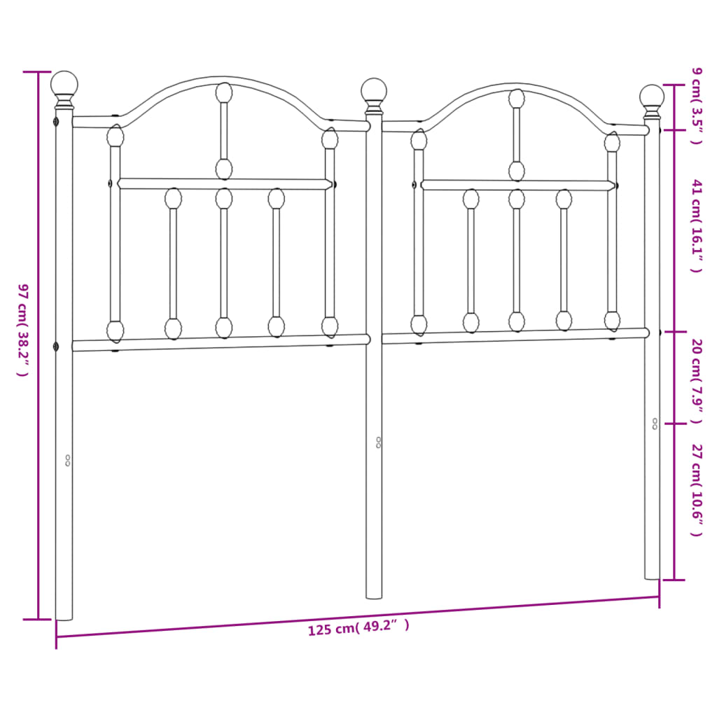 Testiera in Metallo Nero 120 cm 353470