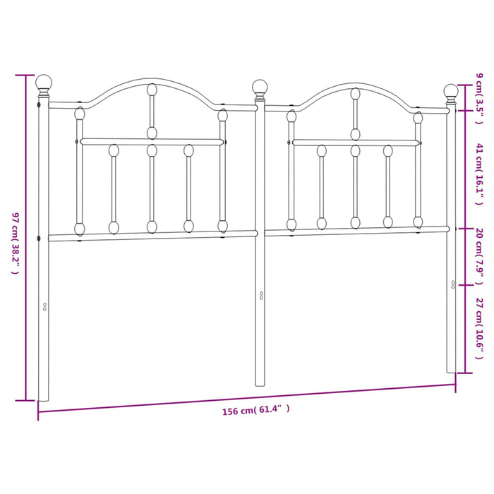 Testiera in Metallo Nero 150 cm 353473