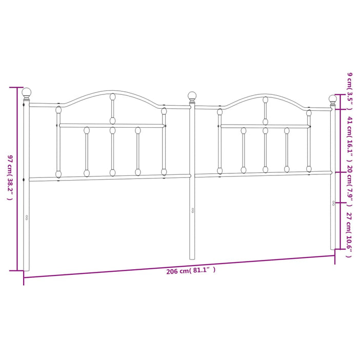 Testiera in Metallo Nero 200 cm 353477