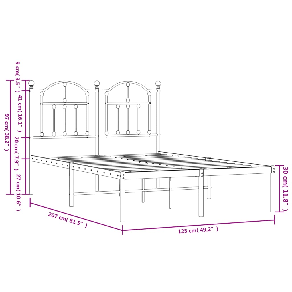 Giroletto con Testiera in Metallo Bianco 120x200 cm 353486