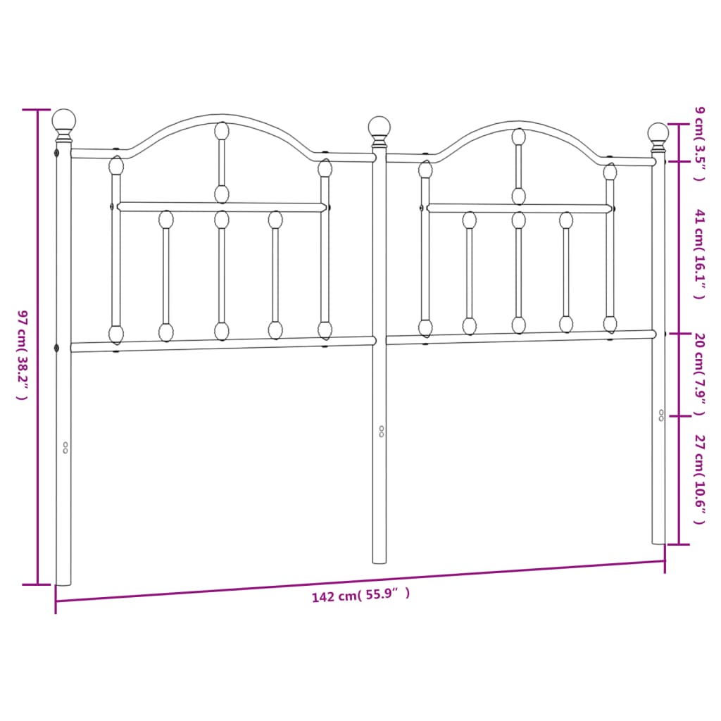 Testiera in Metallo Bianco 135 cm 353520