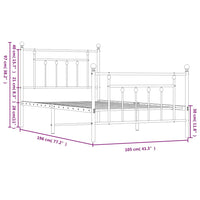 Giroletto con Testiera e Pediera Metallo Nero 100x190 cm 353549