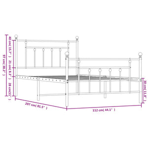 Giroletto con Testiera e Pediera Metallo Nero 107x203 cm 353551