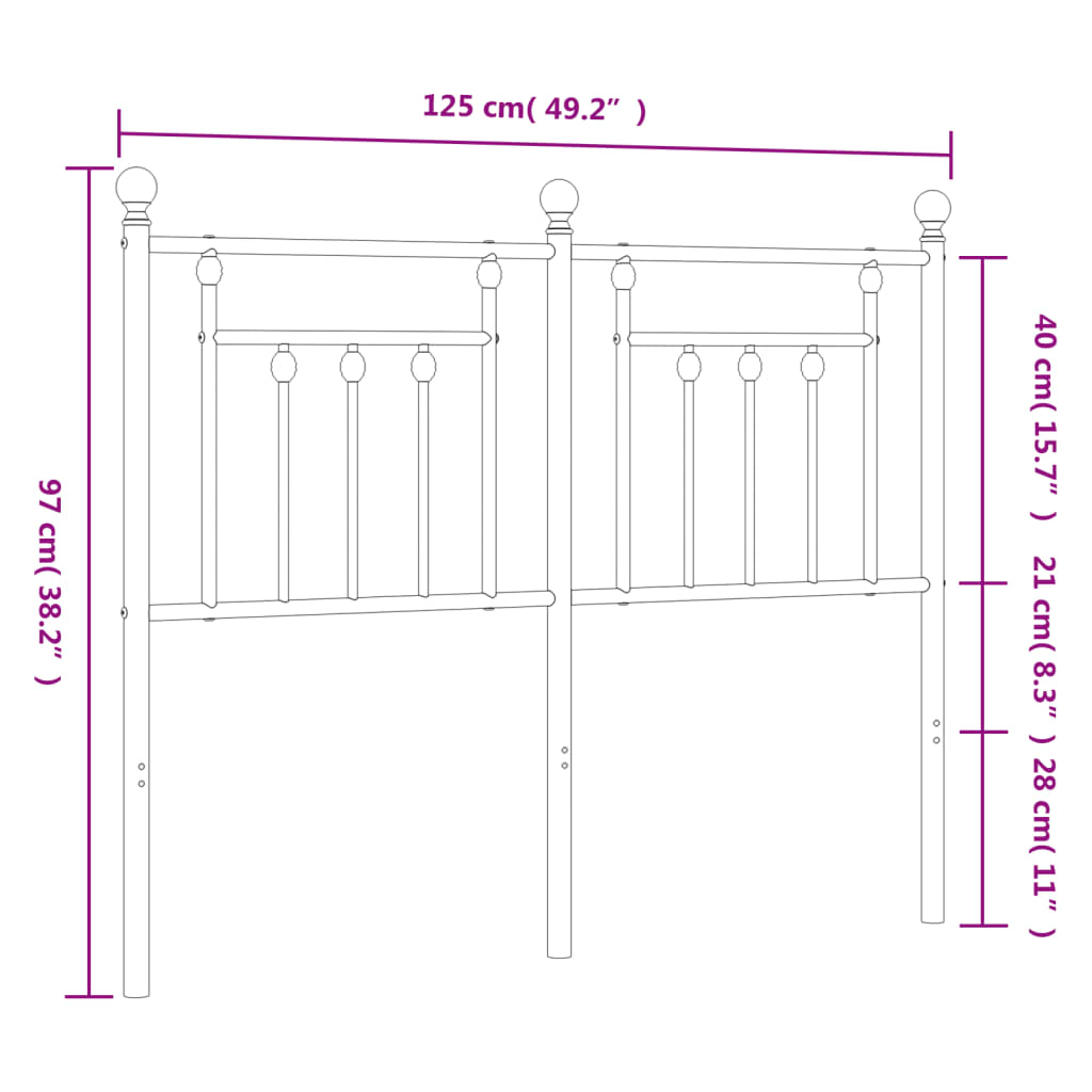 Testiera in Metallo Nero 120 cm 353568