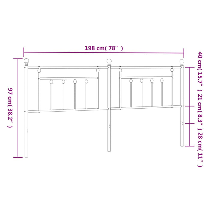 Testiera in Metallo Nero 193 cm 353574