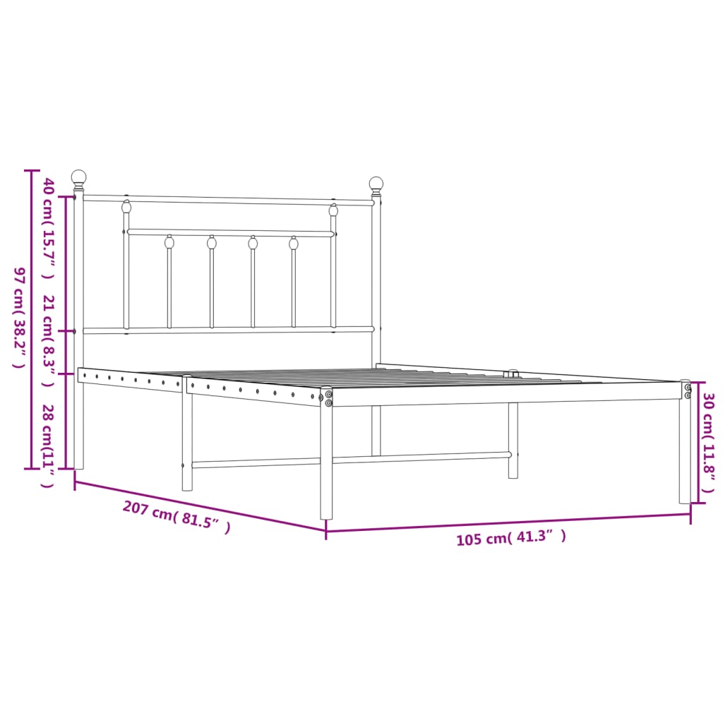 Giroletto con Testiera Metallo Bianco 100x200 cm 353581