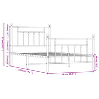 Giroletto con Testiera e Pediera Metallo Bianco 90x190 cm 353596