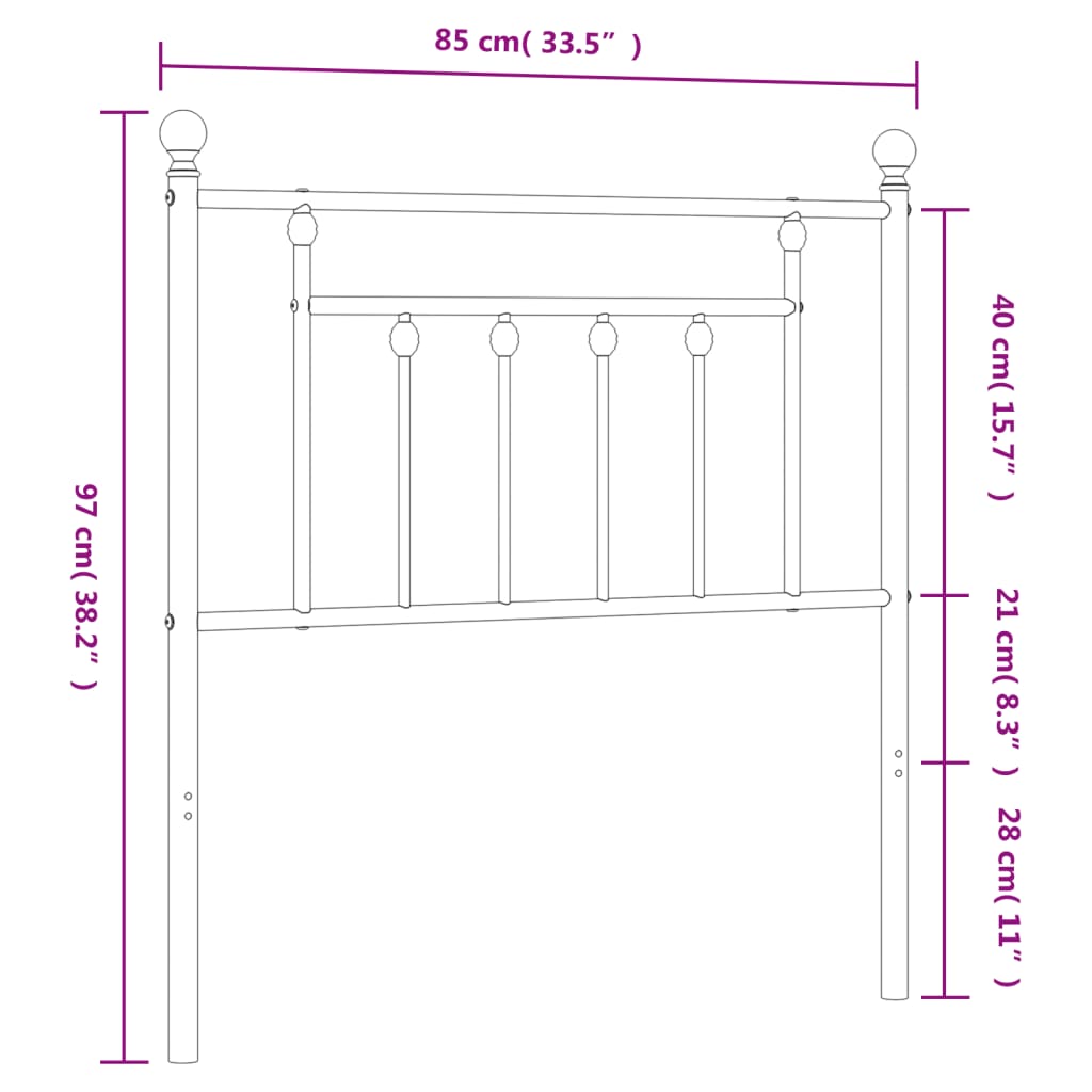 Testiera in Metallo Bianco 80 cm 353613