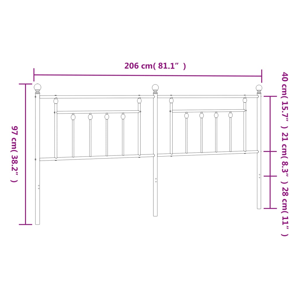 Testiera in Metallo Bianco 200 cm 353624