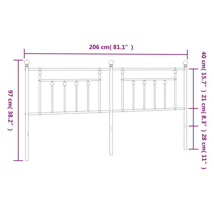 Testiera in Metallo Bianco 200 cm 353624