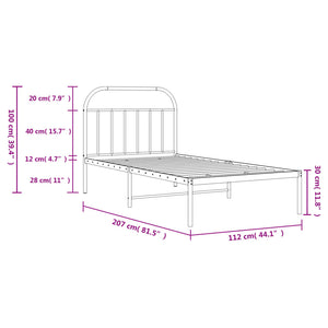 Giroletto con Testiera in Metallo Nero 107x203 cm 353631