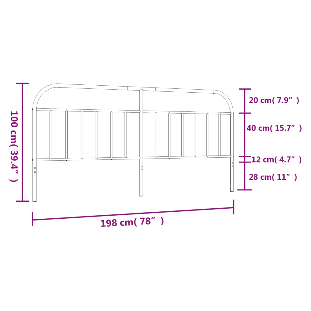 Testiera in Metallo Nero 193 cm 353672