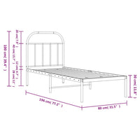 Giroletto con Testiera Metallo Bianco 75x190 cm 353674