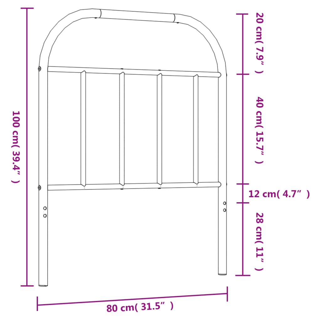 Testiera in Metallo Bianco 75 cm 353710