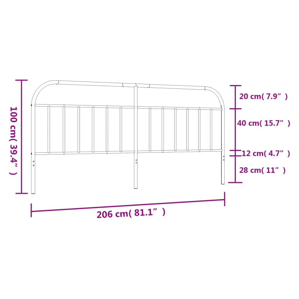 Testiera in Metallo Bianco 200 cm 353722