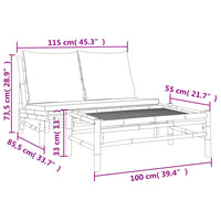 Set Salotto da Giardino 2pz con Cuscini Grigio Scuro Bambù 363458