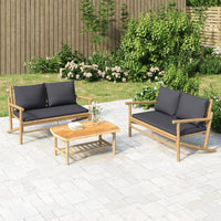 Set Salotto da Giardino 2pz con Cuscini Grigio Scuro Bambù 363465