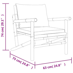 Sedie da Giardino 2 pz con Cuscini Grigio Scuro in Bambù 363466