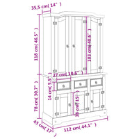 Credenza Corona Miele 112x43x196 cm in Legno Massello di Pino 355085