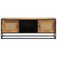 Mobile Porta TV 110x30x40cm Legno Grezzo Massello Mango e Ferrocod mxl 118421