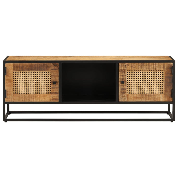 Mobile Porta TV 110x30x40cm Legno Grezzo Massello Mango e Ferrocod mxl 118421