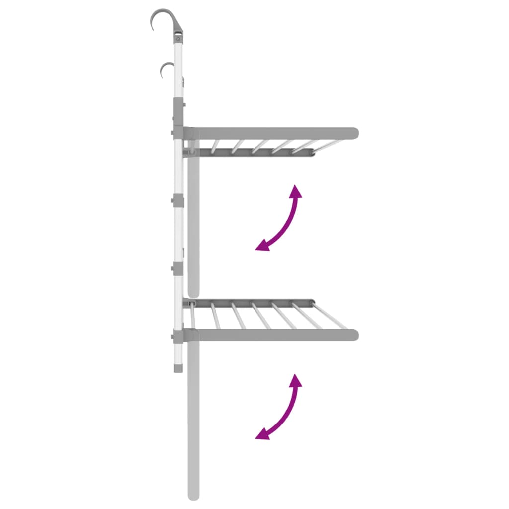 Stendino per Balcone 89x25x(60-95) cm in Alluminio 154605