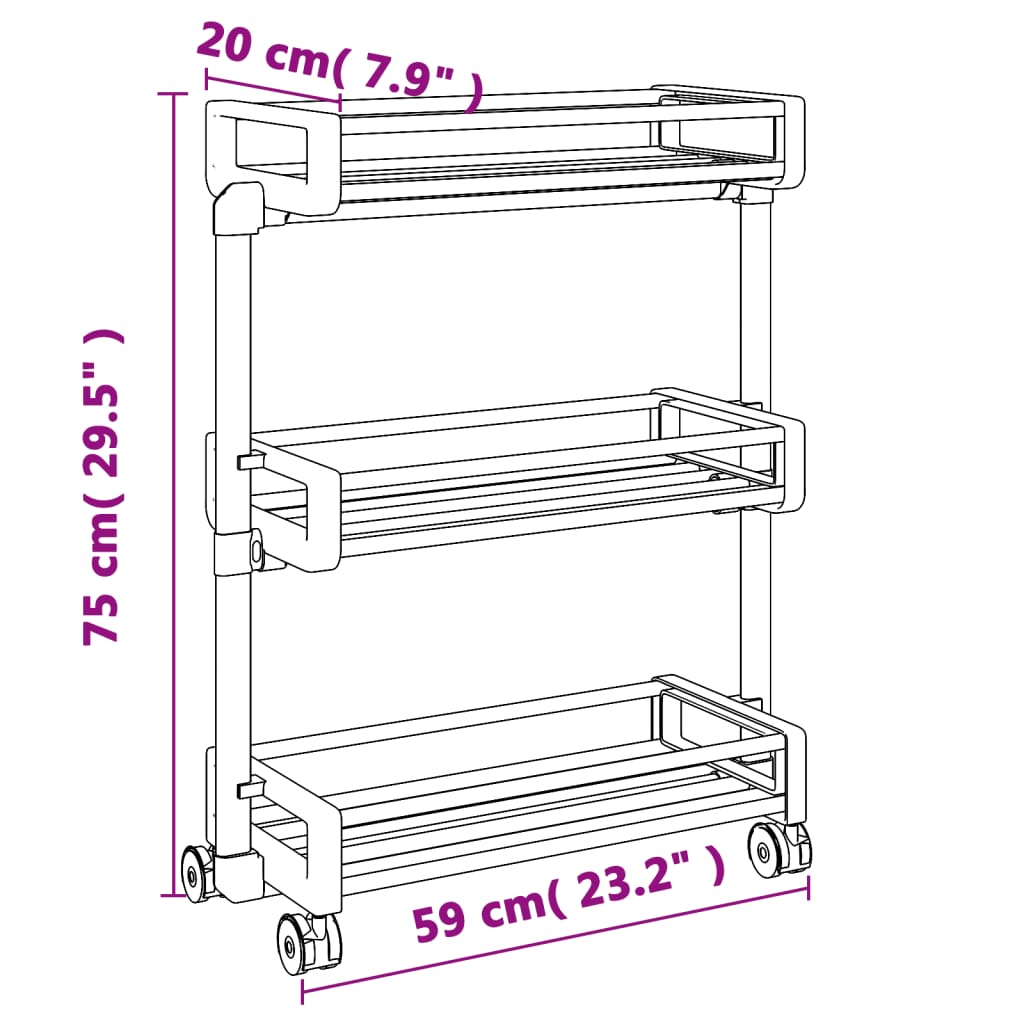 Carrello Portaoggetti 59x20x75 cm in Alluminio 154618