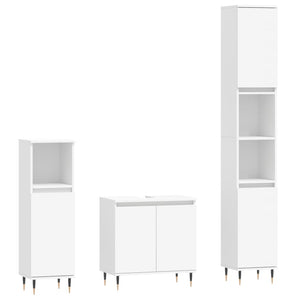 Set di Mobili da Bagno 3 pz Bianco in Legno Multistrato 3187781