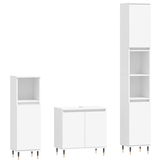 Set di Mobili da Bagno 3 pz Bianco in Legno Multistrato 3187781